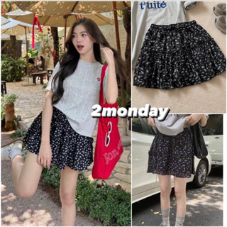 [Video/Sẵn] Chân Váy Hoa Nhí Đen Bèo Tầng Dáng Ngắn 2 Lớp Quảng Châu