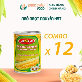 Thùng 12 Lon Ngô Ngọt Nguyên Hạt 430gr, Không Chất Bảo Quản, Date Xa, Dễ Dàng Sử Dụng. Ngô xanh tiện lợi