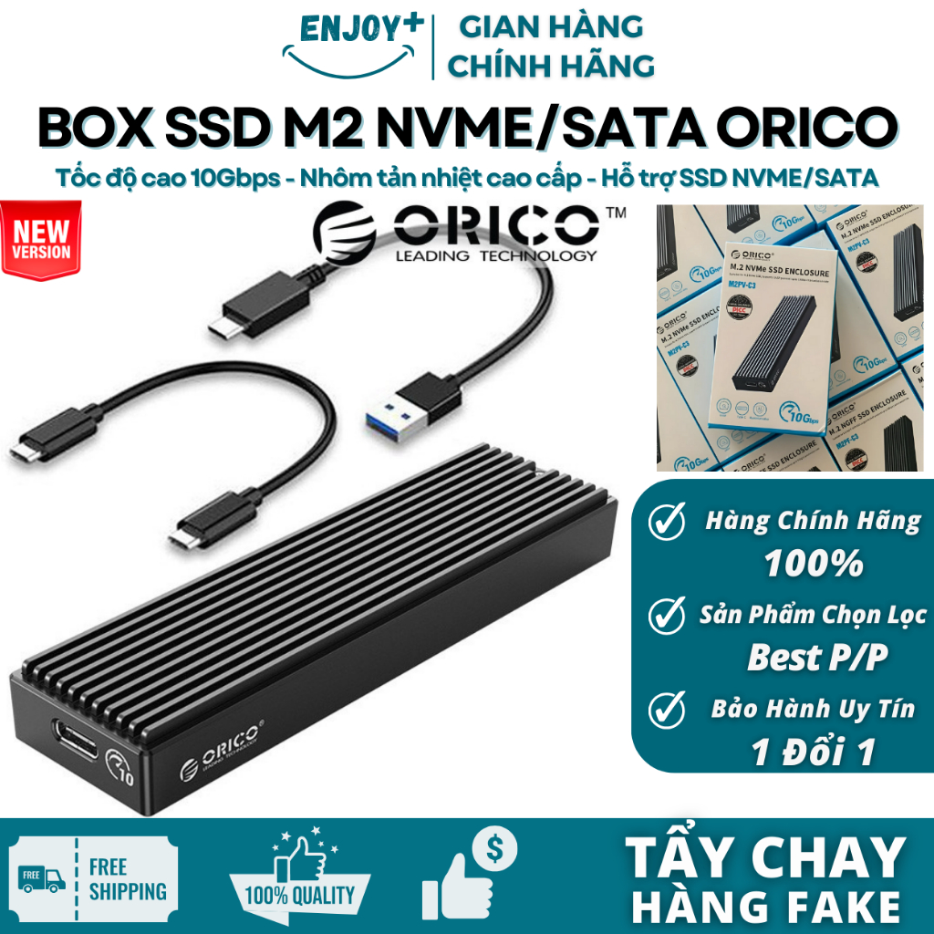 SSD Box NVME chính hãng Orico-Chuyển đổi SSD thành ổ cứng di động-Tốc độ cực nhanh 10Gbps-ENJOYPLUS