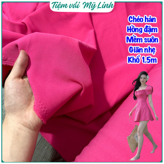 Vải chéo hàn hồng đậm chất đanh đẹp mềm suôn, co giãn nhẹ may đầm công sở, váy, blazer,… Tiệm vải Mỹ Linh