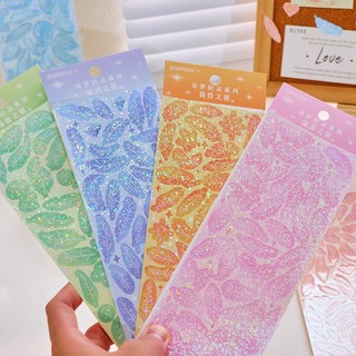 Zanmo hình dán sticker lông vũ kim tuyến lấp lánh