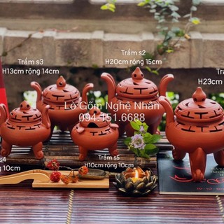 Lư gốm xông trầm đốt trầm TẶNG 2 NỤ TRẦM - lư đốt trầm hương gốm nguyên khối