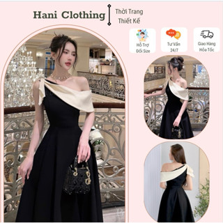 Váy đen lệch vai dự tiệc tiểu thư dáng dài sang trọng-hàng cao cấp-đầm lệch vai maxi đen dự tiệc đi đám cưới  tôn dáng
