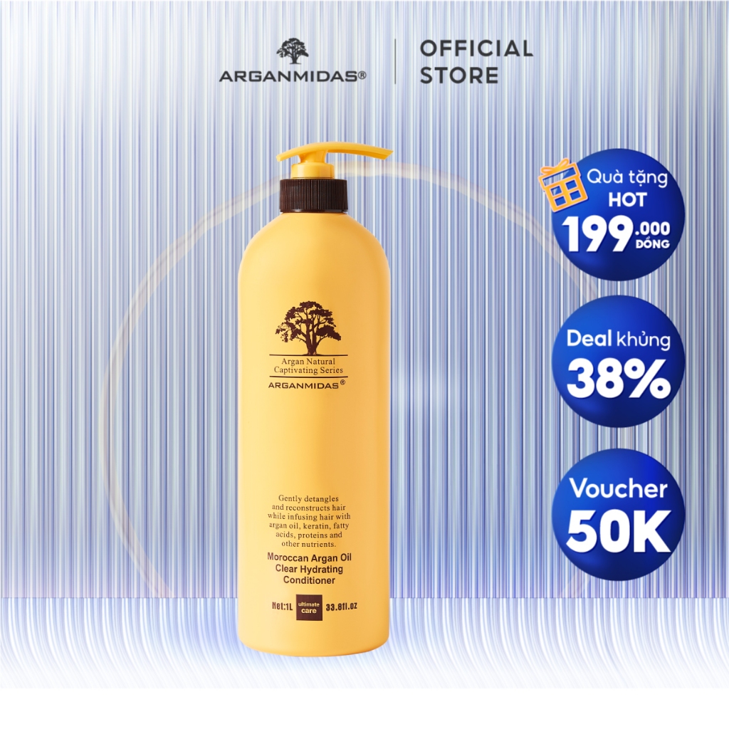 Dầu xả siêu dưỡng ẩm Arganmidas Moroccan Argan Oil Clear Hydrating Conditioner  - 1000ML