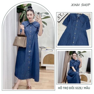 Váy Bầu thời trang công sở Shopanhthu-MA1543 Đầm bầu thiết kế mặc được sau sinh chất lệu vải bò