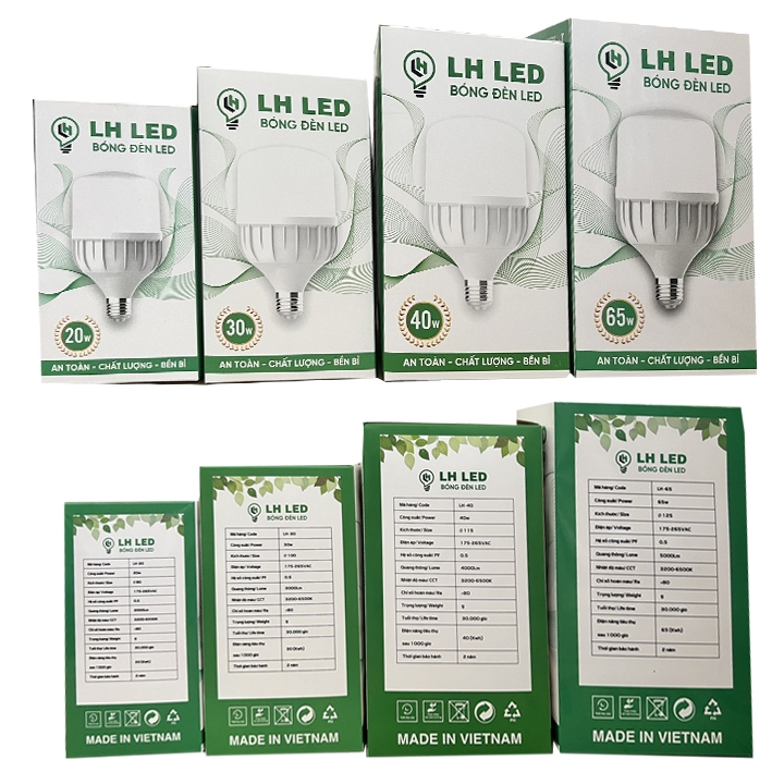 BÓNG ĐÈN LED  65W TRỤ NHỰA BỌC NHÔM , BẢO HÀNH 2 NĂM , ĐÚNG WATT | BigBuy360 - bigbuy360.vn