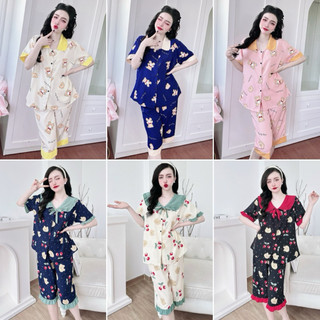 Đồ bộ lửng tiểu thư lụa nhật 50-100kg cho nàng múp bigsize