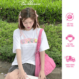 Áo hoa thêu buddies.25 - áo thun áo thêu hoa siêu xinh trước ngực 4 màu sinh động, áo dáng basic dễ phối đồ