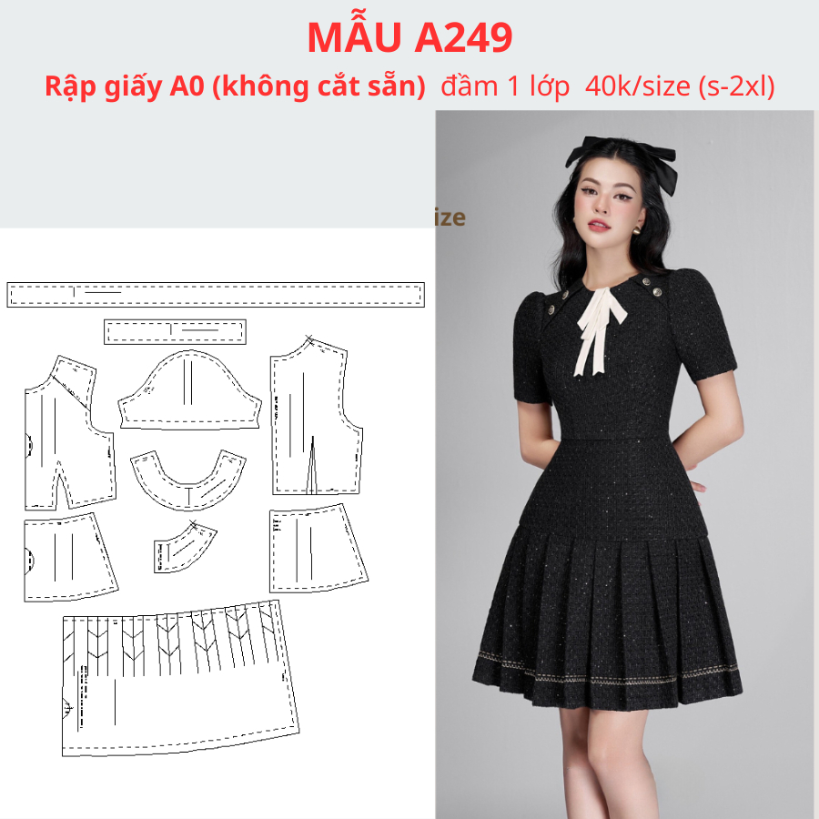 RẬP GIẤY A0 ĐẦM A249 (KHÔNG PHẢI BÁN QUẦN ÁO)