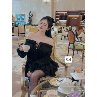 Váy tơ trễ vai đan dây điệu đà xinh lắm