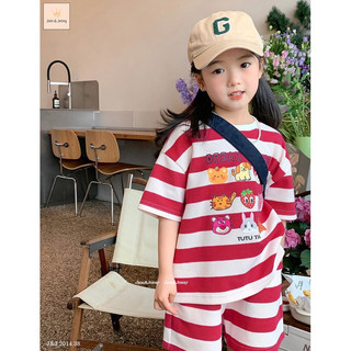 Set Jam&Jenny bé gái kẻ hồng phong cách hàn 12-45kg