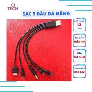 Cáp sạc 5 đầu đa năng sạc nhiều thiết bị