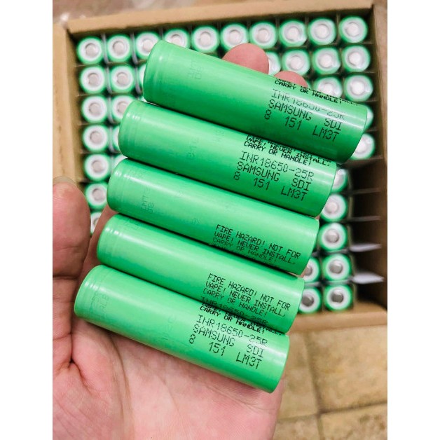 PIN 18650 INR SAMSUNG 25R CHÍNH HÃNG THÁO KHỐI DUNG LƯỢNG 2500 mAh - XẢ 25A LIÊN TỤC - TỨC THỜI 35A