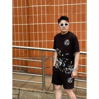 Bộ Thể Thao Cộc Tay JD Vẩy Sơn - JD Vẩy Sơn Phối Quần Gió Loang Sét In Đen Trắng Viền Hot Trend