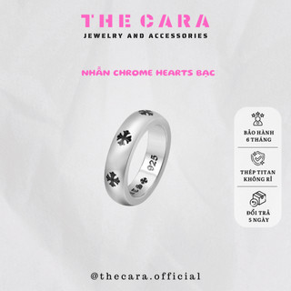 Nhẫn chrome heart bạc thép không rỉ thecara