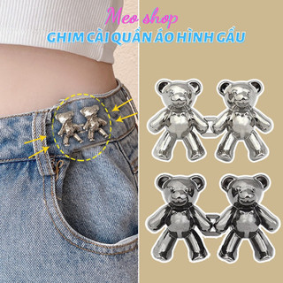  Ghim cài quần hình Gấu dễ thương set 2 con - Cài quần gấu cho quần jean rộng bụng giúp thu nhỏ eo quần 