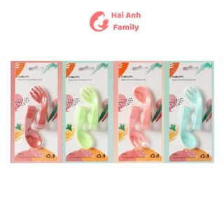Bộ thìa dĩa tập xúc cho bé MISUTA tay cầm cong