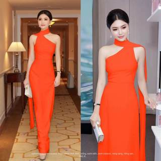 Đầm lệch vai choàng cổ