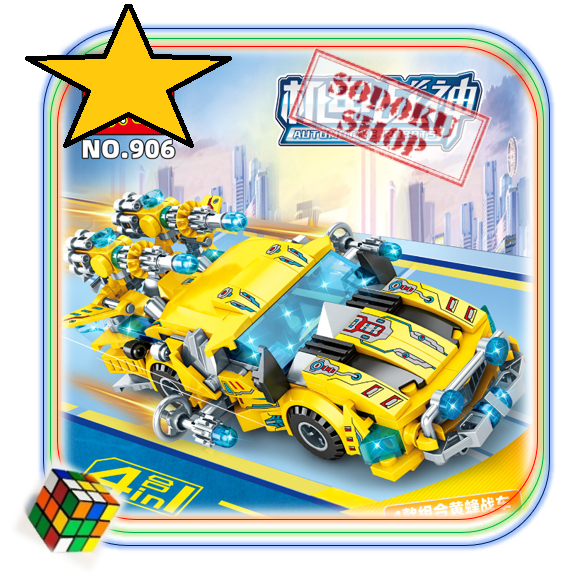 Bộ Gạch Xếp Hình Robot Xe-Máy Bay Kết Hợp, Đồ Chơi Giáo Dục Mini 4in1, Phiên Bản Lucky906, Hộp Size 19cm 07064