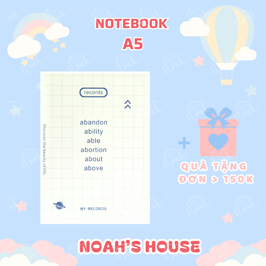 [NOAH'S HOUSE] Sổ Tay Ghi Chép A5 Bìa Dẻo Mờ RECORD Notebook Bullet Journal - Basic Minimalism