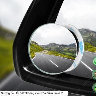 Gương cầu lồi ô tô xoay chỉnh 360 độ không có viền dán gương chiếu hậu xóa điểm mù cho xe hơi xe tải