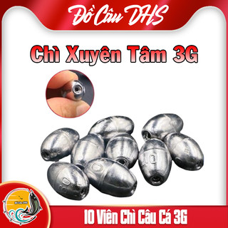 Chì câu cá, chì tròn xuyên tâm 3g số lượng 10 viên - trung tâm đồ câu 24h