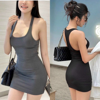 ĐẦM BA LỖ CỔ U HỞ LƯNG DÁNG NGẮN SEXY ( tăm lạnh )