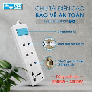 Ổ cắm điện AC AES011323 công suất lớn 2500w chịu tải cao