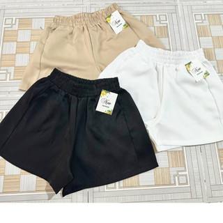 Quần sọt đùi phi bóng chất vải dày dặn, dáng xoè, ống rộng hình trải sàn shop chụp