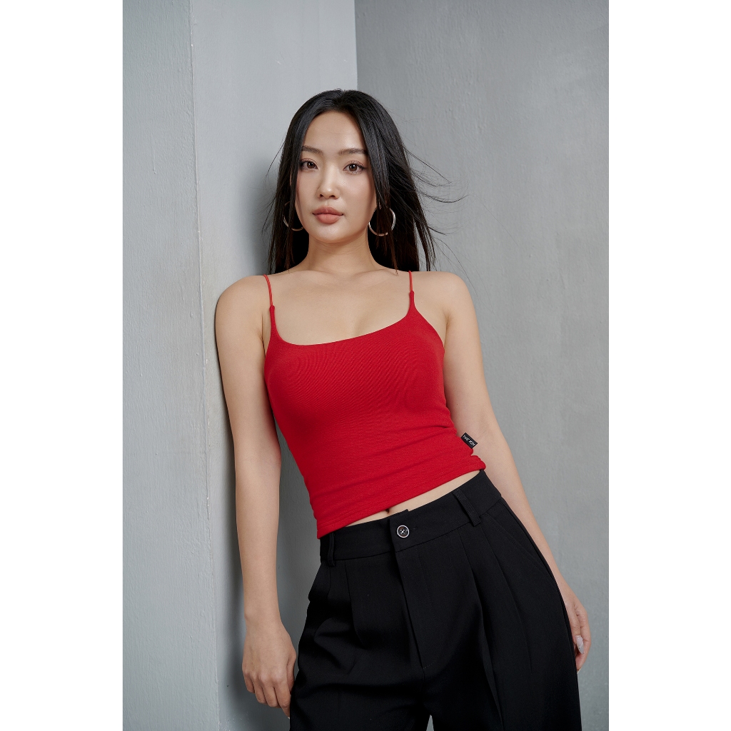 Áo croptop 2 dây sợi bún có mút ngực cao cấp THE KIM chất liệu cotton hai lớp, áo nữ 2 dây A104 có đệm mút | BigBuy360 - bigbuy360.vn