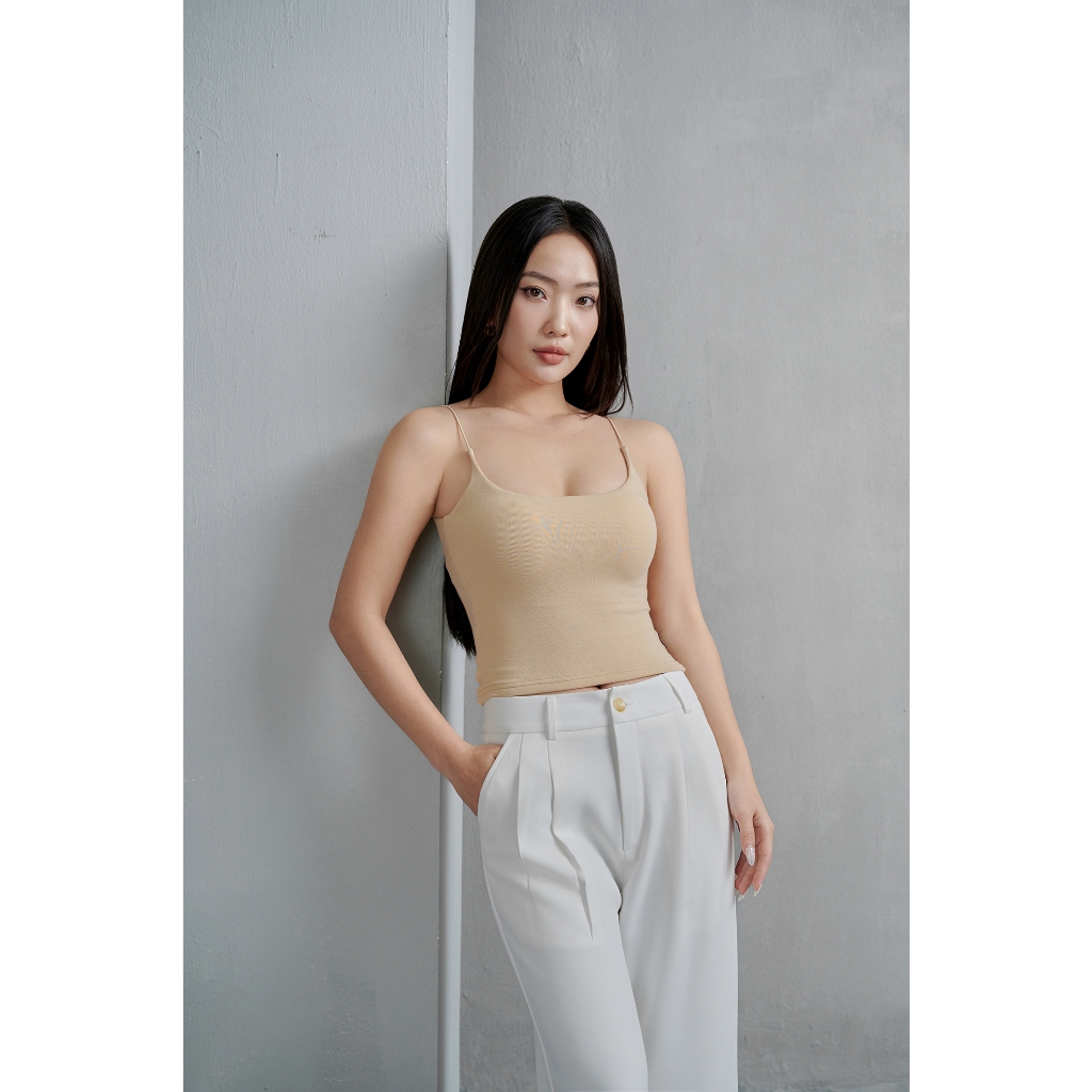 Áo croptop 2 dây sợi bún có mút ngực cao cấp THE KIM chất liệu cotton hai lớp, áo nữ 2 dây A104 có đệm mút | BigBuy360 - bigbuy360.vn