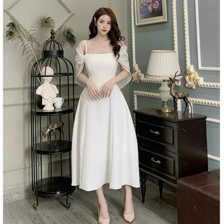Đầm maxi thời trang nữ dự tiệc sang trọng chất tapta cổ dây phối voan bèo ngực có mút không tay dáng váy chữ A trẻ trung