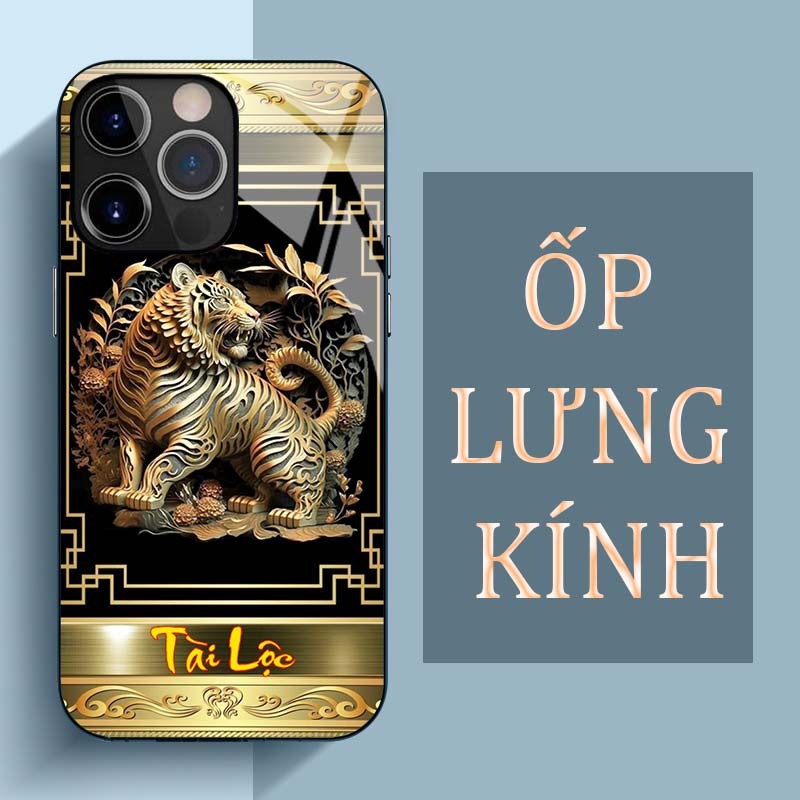 Ốp Lưng IPHONE 13, 13 MINI, 13 PRO, 13 PROMAX Mặt Lưng Kính Cường Lực In Hình 12 con giáp Tài Lộc