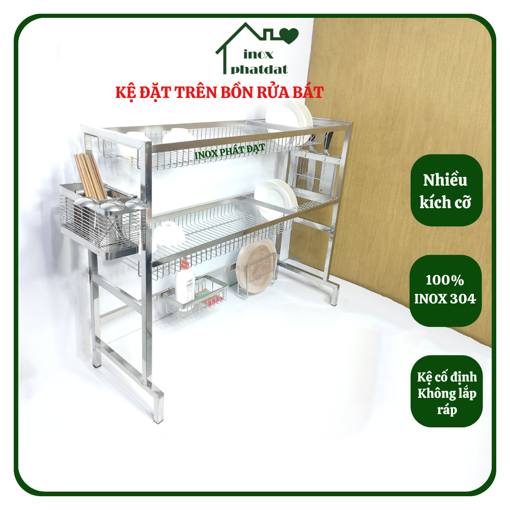  Kệ chén bát trên bồn rửa INOX 304 PHÁT ĐẠT kệ úp chén thông minh trên chậu rửa kệ đa năng  SP107  