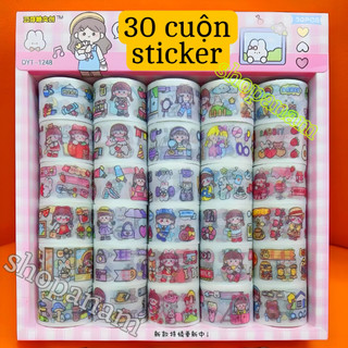 Khay 30 cuộn băng dán sticker washi tape DYT - 1248