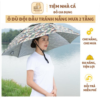 Mũ Ô Đội Đầu 2 Tầng Che Nắng Mưa, Câu Cá, Dã Ngoại, Làm Việc Ngoài Trời - Ô Đội Đầu 2 Tầng Che Nắng Mưa Cho Bé,Người Lớn