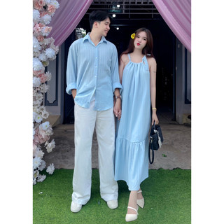 Set Bluesea đồ đôi gồm áo sơmi và váy DEARLUV