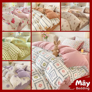 Bộ chăn ga gối Cotton đũi hoa Vintage MÂY BEDDING - Bo chun theo yêu cầu - Đủ kích thước nệm