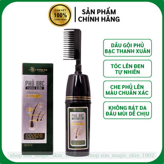 Dầu gội phủ bạc thanh xuân Huyền Phi 200ml tóc lên đen tự nhiên, không rát da đầu mùi dễ chịu, che phủ lên màu chuẩn xác