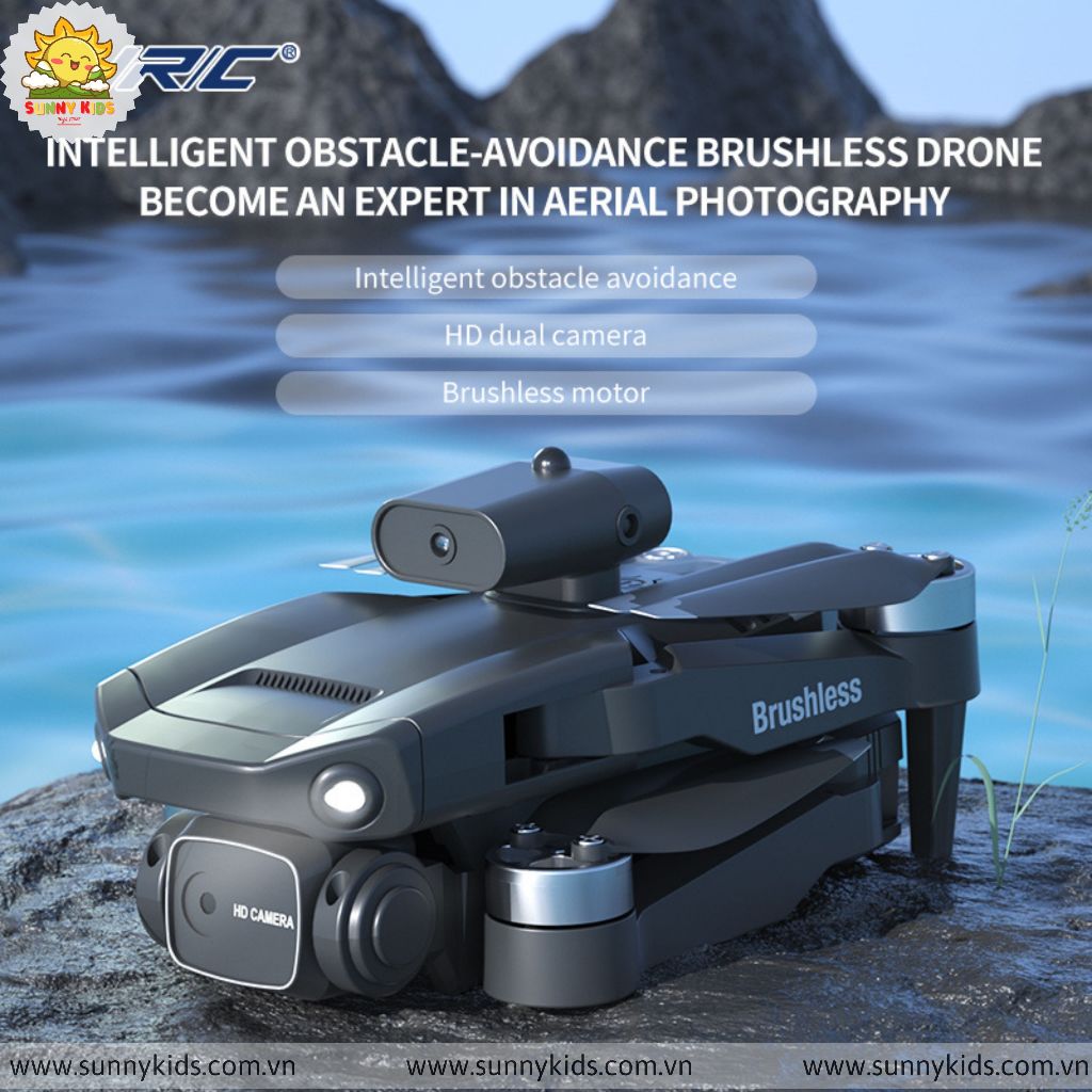 Drone JJRC H115, Camera kép 8K, cảm biến va chạm 4 hướng, động cơ êm, tự di chuyển, tự cân bằng trước gió - Sunny Kids