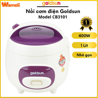 Nồi cơm điện Mini 400W lòng nồi 3 lớp phủ chống dính dung tích 1L dành cho 1 - 3 người ăn Goldsun CB3101