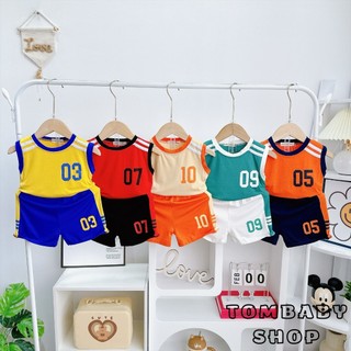 Bộ thể thao ba lỗ đánh số cho bé trai hot trend size từ 8-26KG CT12