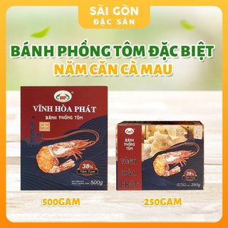 Bánh phồng tôm năm căn cà mau vĩnh hòa phát loại cao cấp 38% tôm hộp 250 gam và 500 gam