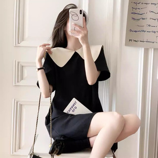 Đầm Cổ Búp Bê Thắt Nơ Trước Sau Phong Cách Hàn Quốc Thiết Kế Mỏng Dành Cho Nữ
