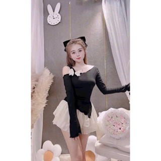 [ KN. BIGSIZE 60-135kg ] set áo kiểu rớt vai kèm chân váy tầng có quần trong