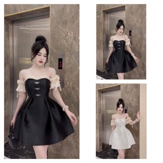 [ KN. BIGSIZE 60-120kg ] đầm trễ vai 3 kiểu kèm nơ có mút ngực ( tặng kèm quần bảo hộ )