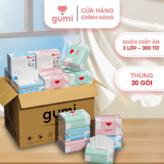 Thùng 30 gói Khăn giấy ăn GUMI, giấy ăn gấu trúc cao cấp chính hãng 3 lớp 100% bột gỗ tự nhiên [SHOP RẺ HN]