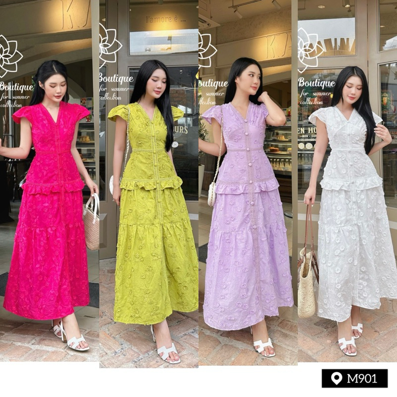 Váy thêu hoa phối ren (901) sml