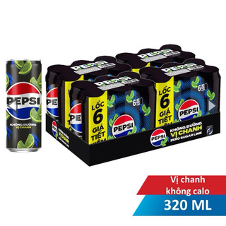 (Thùng 24 Lon) Nước Ngọt PEPSI VỊ CHANH KHÔNG CALO 320ml (Date mới nhất)