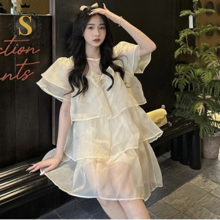 Váy Babydoll - Váy tơ bèo tầng nơ ngực chất liệu tơ nến siêu sinh cho các nàng sam_sam_shop_1011